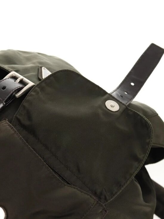 PRADA Backpack Nylon Khaki Silver Auth 157774 main image 7